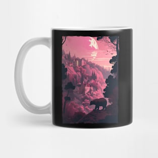 Bear aesthetic on a mountain illustration Mug